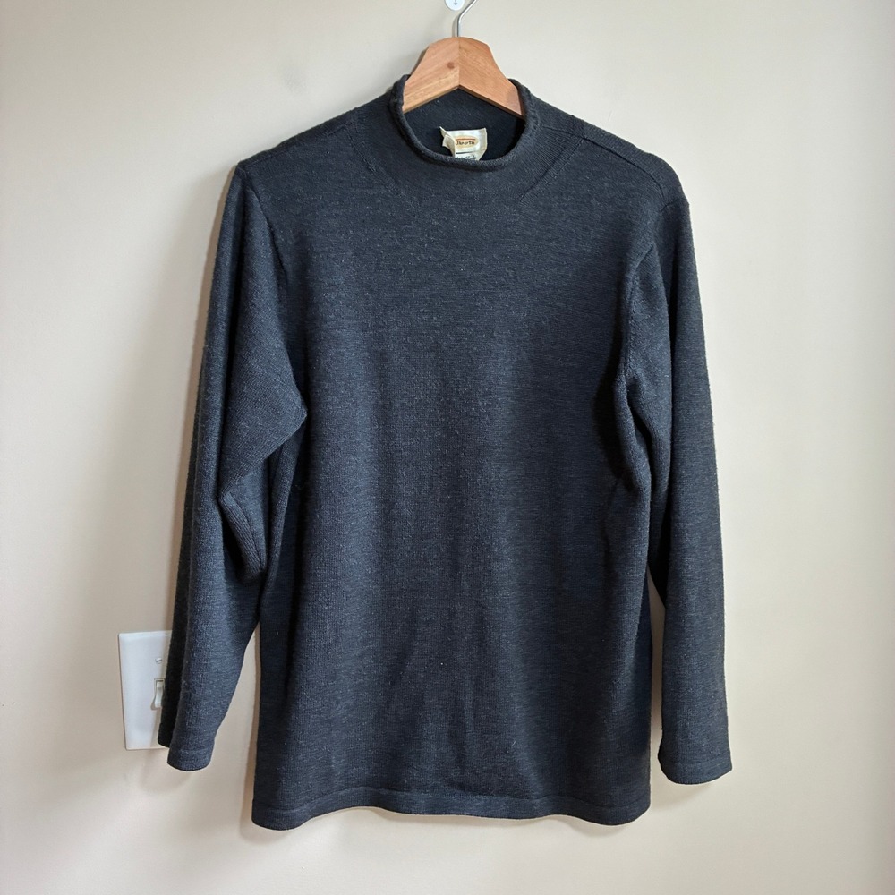 Talbots Mock Neck Sweater M Gray Womens 100% Merino Wool Made in Italy